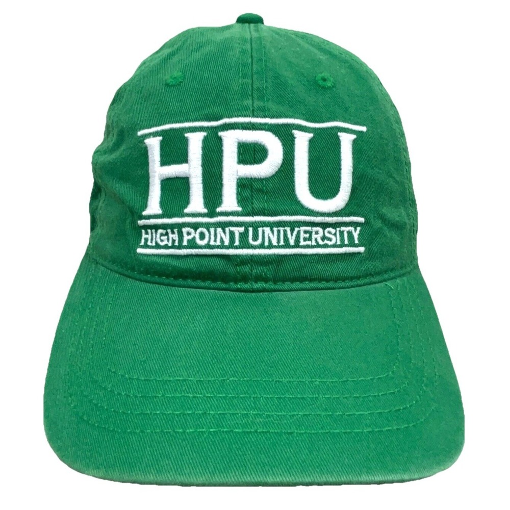 High Point University Hat Cap‎ Strap Back Green White Spell Out Adjustable Adult